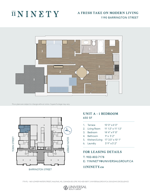 Floor plan for 1 bed, 1 bath, 820 sqft